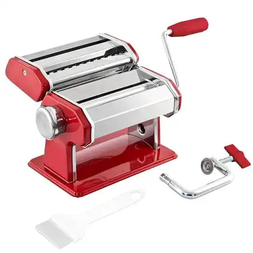 Nudelmaschine bremermann Edelstahl, 7 Stufen. rot