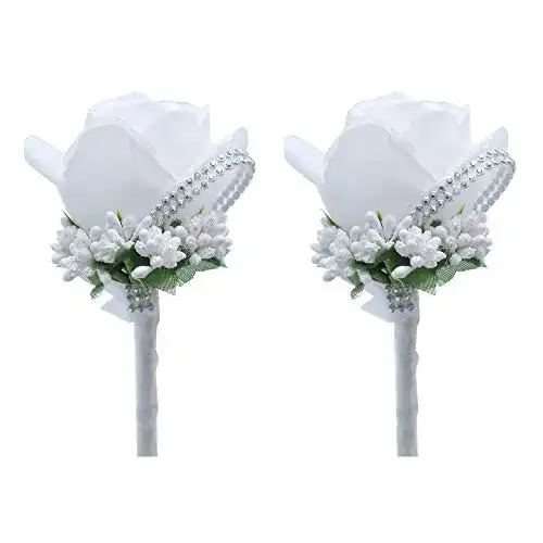Boutonniere Shiwaki 2pcs Künstliche Blume Männer Handmade Silk Rose