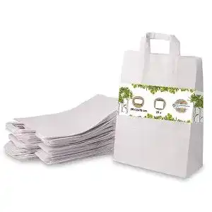 Papiertragetasche BIOZOYG weiße Papiertüten mit Griff