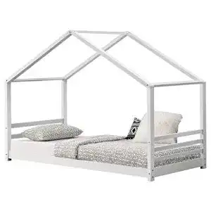 Hausbett [en.casa] Kinderbett mit Lattenrost und Gitter 90 x 200