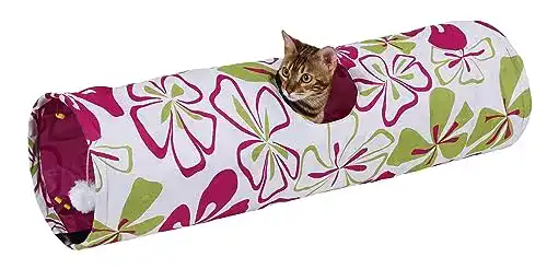 Katzenspielzeug Kerbl 82638 Katzentunnel Flower mit Raschelfolie