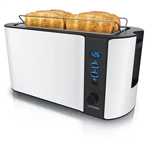 Toaster weiß arendo Edelstahl Toaster Langschlitz 4 Scheiben