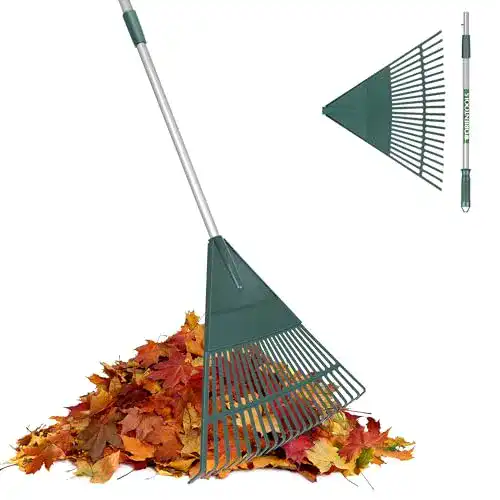 Laubbesen ORIENTOOLS Laubrechen Grün Teleskopstiel
