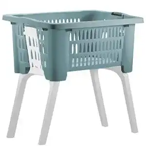 Wäschekorb mit Beinen Deuba Tragegriff 38L Kunststoff Blau