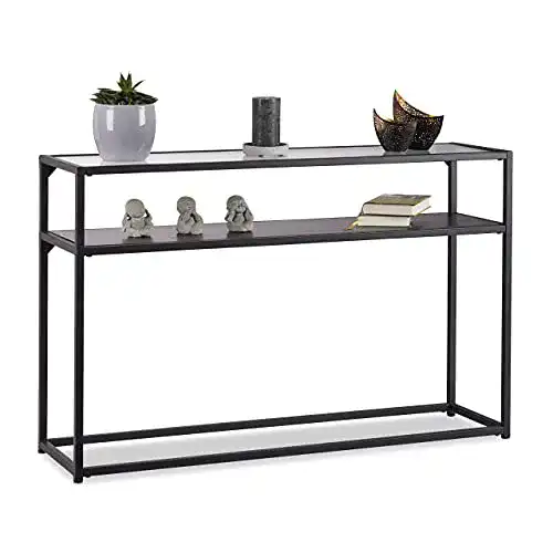 Konsolentisch Relaxdays Glas, transparente Tischplatte, 4-beinig