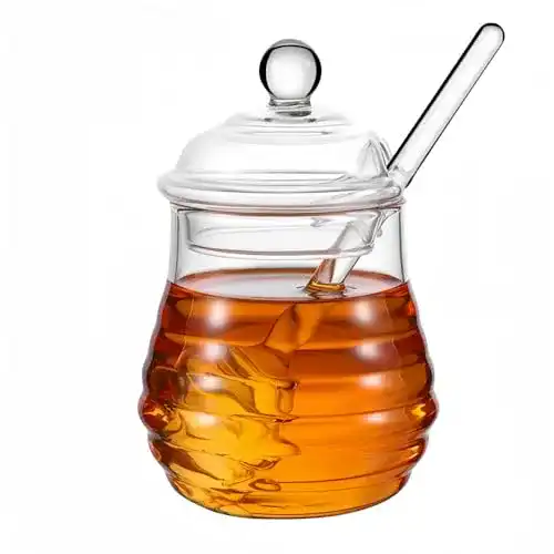 Honigglas XIZHI Honigtopf mit Deckel, Glas, Bienenstock-Stil