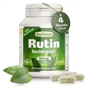 Rutin-Kapseln Greenfood Rutin, 450 mg, hochdosiert, 120 Kapseln