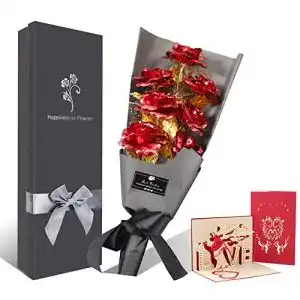Goldrose Fontee Rosenstrauß Gold, 7 Stück Blumengeschenk