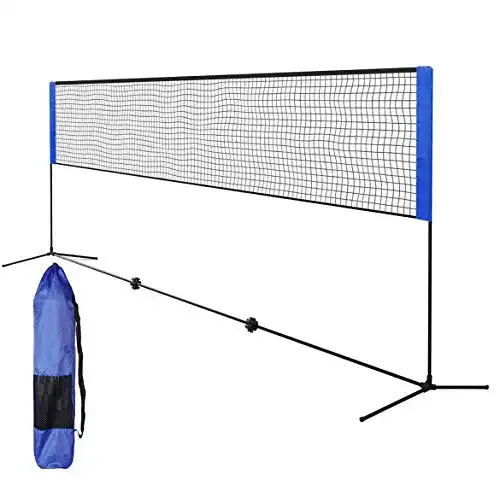 Badminton-Netz Qdreclod Badminton Netz Tragbares 5.1m mit Polen