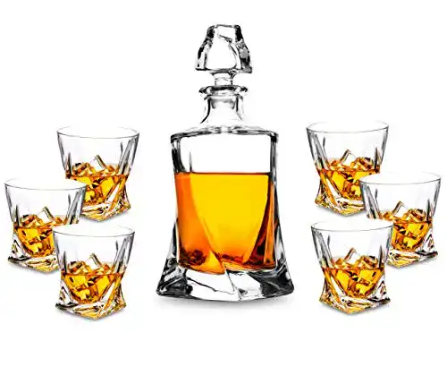 Kristallglas KANARS 7-teiliges Whisky Gläser und Karaffe Set