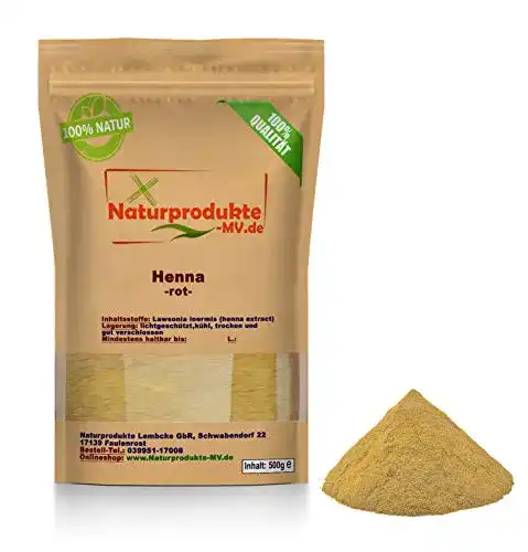 Die beste Henna-Haarfarbe Naturprodukte-MV Henna Pulver rot (500 g) 2026 Test Bestseller Henna-Haarfarbe Naturprodukte-MV Henna Pulver rot (500 g)