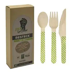 Holzbesteck Ökolution Einweg-BESTECK Set aus Holz, 30 Teile