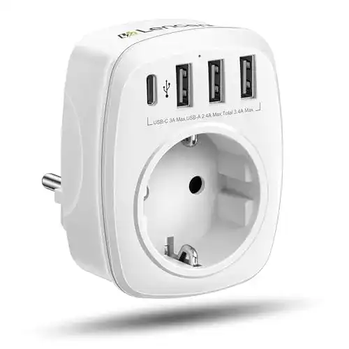 USB-Steckdosenadapter LENCENT USB Steckdose EU Adapter 5-in-1