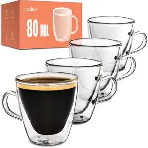 Espresso-Tassen Cosumy Espressotassen aus Glas mit Henkel, 4er