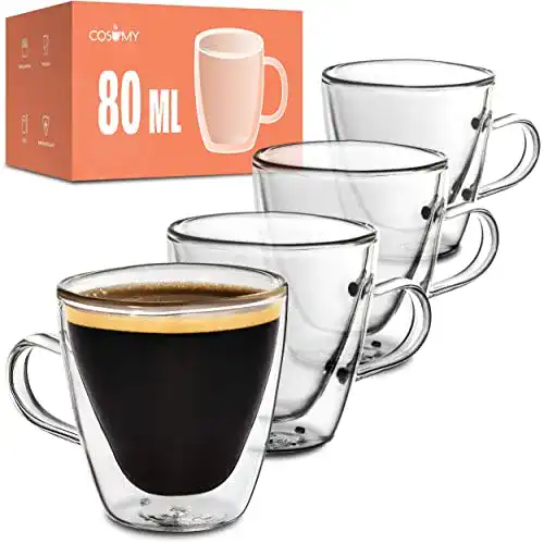 Die beste Espresso-Tassen Cosumy Espressotassen aus Glas mit Henkel, 4er 2026 Test Bestseller Espresso-Tassen Cosumy Espressotassen aus Glas mit Henkel, 4er