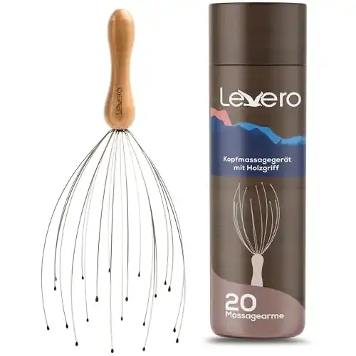 Kopfmassage-Spinne Levero mit hochwertigem Holzgriff