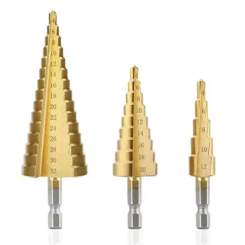 Stufenbohrer Rusee HSS , HSS Hex Shank Titannitriert Set 3-tlg