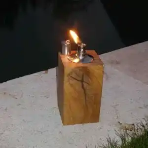 Gartenfackel Die Gartenbeet-Kiste Feuersäule Eichenbalken, 15cm