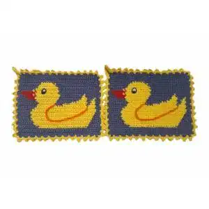 Topflappen gehäkelt Storchenlädchen 1 Paar Topflappen Ente, blau