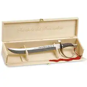 Champagnersäbel Renoir MIT Gravur, Geschenkbox aus Holz