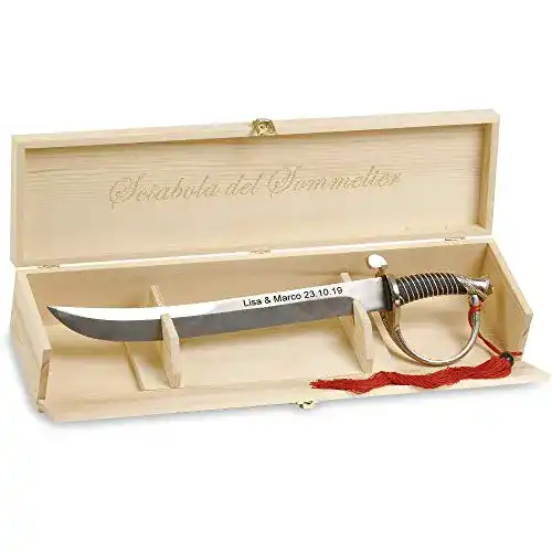 Champagnersäbel Renoir MIT Gravur, Geschenkbox aus Holz