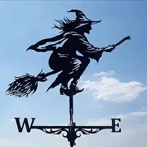 Wetterfahne Alnicov, Metall, Witch aus Edelstahl, Dachhalterung