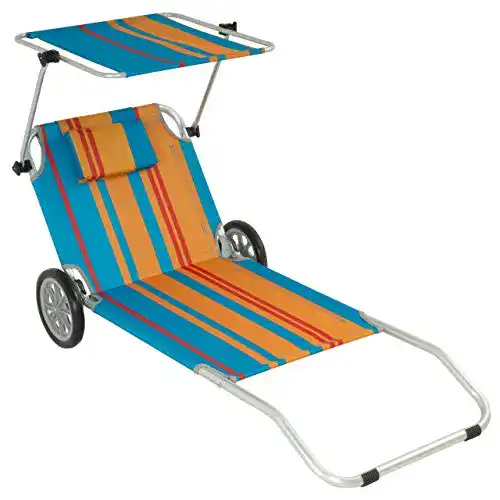 Strandliege mit Rollen Nexos Gartenliege Klappliege Räder