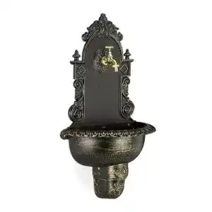 Bassena Relaxdays XL Wandbrunnen antik, mit Wasserhahn, nostalgisch