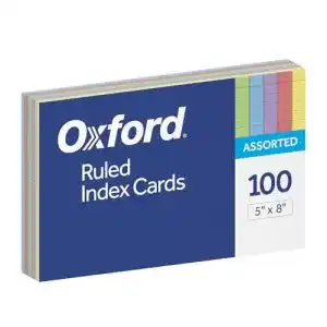 Karteikarten Oxford, versch. Farben, 12,7 x 20,3 cm liniert, 100STCK