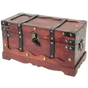 Antik-Truhe HMF 6400-140 Schatztruhe aus Holz mit Schloss