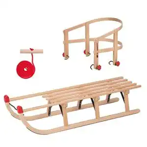 Schlitten mit Lehne KS-Direkt Holzschlitten 110cm Schneeschlitten