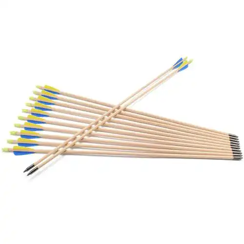 Holzpfeile TY Archery 12 Stück Pfeile Holzpfeil Recurvebogen