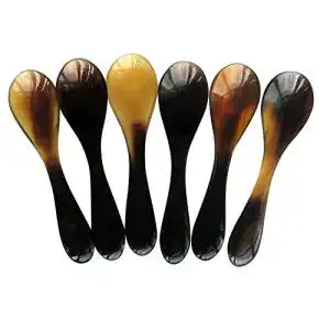Hornlöffel Marycrafts 6er Set Kaviarlöffel Eierlöffel aus Horn