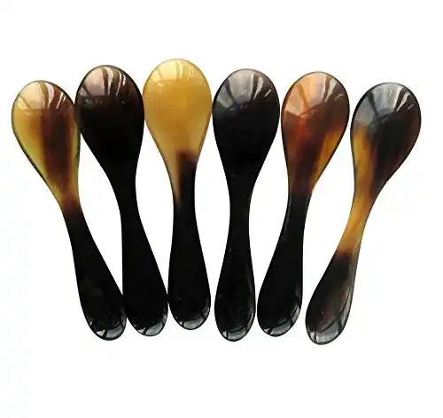 Hornlöffel Marycrafts 6er Set Kaviarlöffel Eierlöffel aus Horn