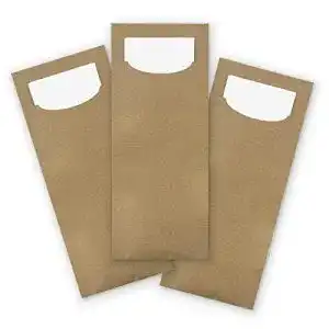 Bestecktaschen itenga 100x Bestecktasche aus Kraftpapier braun