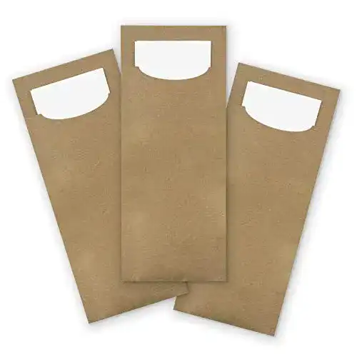 Bestecktaschen itenga 100x Bestecktasche aus Kraftpapier braun