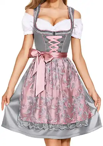 Dirndl Damen AMZHOTER midi Trachtenkleid Trachtenrock