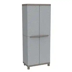 Gartenschrank Terry , C 3680, Besenschrank, 2 Türen, Rattan-Optik