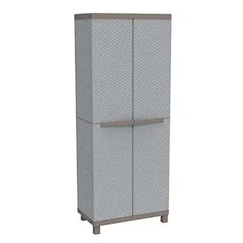 Gartenschrank Terry , C 3680, Besenschrank, 2 Türen, Rattan-Optik