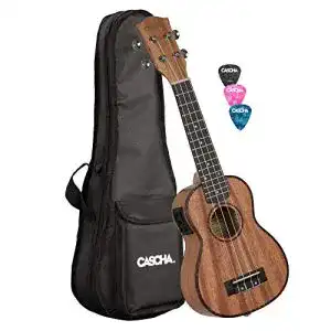 Cascha-Ukulele CASCHA Mahagoni Sopran Ukulele Set Tonabnehmer