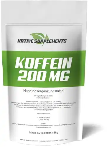 Koffeintabletten Native Supplements Koffein Tabletten 200mg