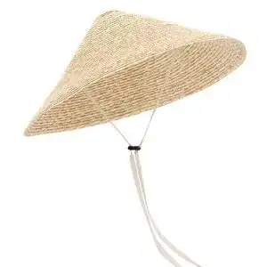 Reishut GEMVIE Damen Vietnamesischer Strohhut UV-Schutz