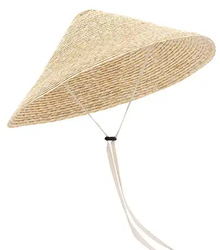 Reishut GEMVIE Damen Vietnamesischer Strohhut UV-Schutz