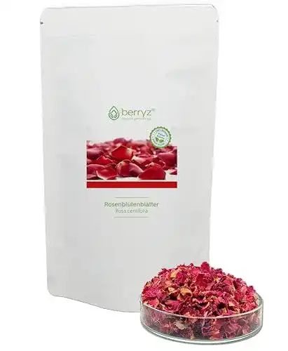 Rosenblütentee berryz Echte Rosenblätter getrocknet rot, 50g