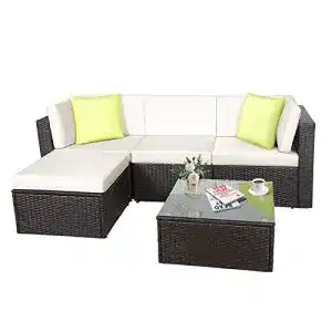 Rattan-Gartenmöbel GOJOOASIS Polyratten Lounge 5 Teilig