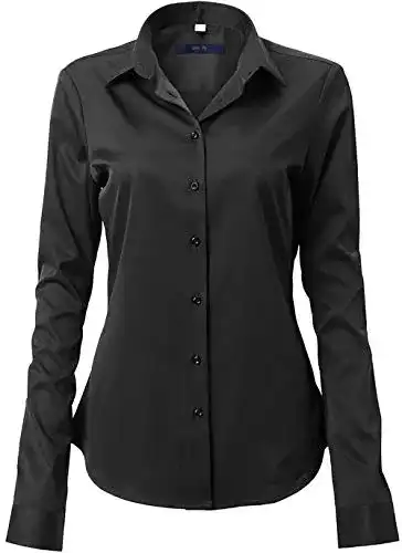 Schwarze Bluse FLY HAWK Damen Hemd Bluse Basic Bambusfaser