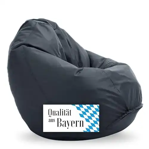 Sitzsack Bruni Classico L in Grau, XL, mit Innensack zum Lesen