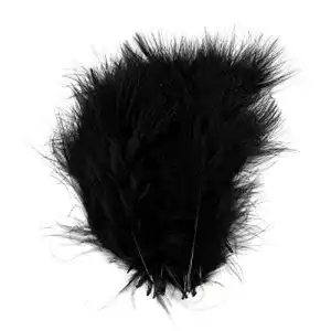 Schwarze Federn PANAX Truthahnflaum 100 Stück ca. 10-17cm