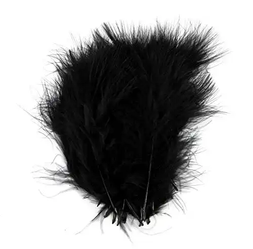 Schwarze Federn PANAX Truthahnflaum 100 Stück ca. 10-17cm