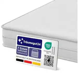 Matratze 90×200 H3 Träumegut24, K12 Orthopädische 7-Zonen